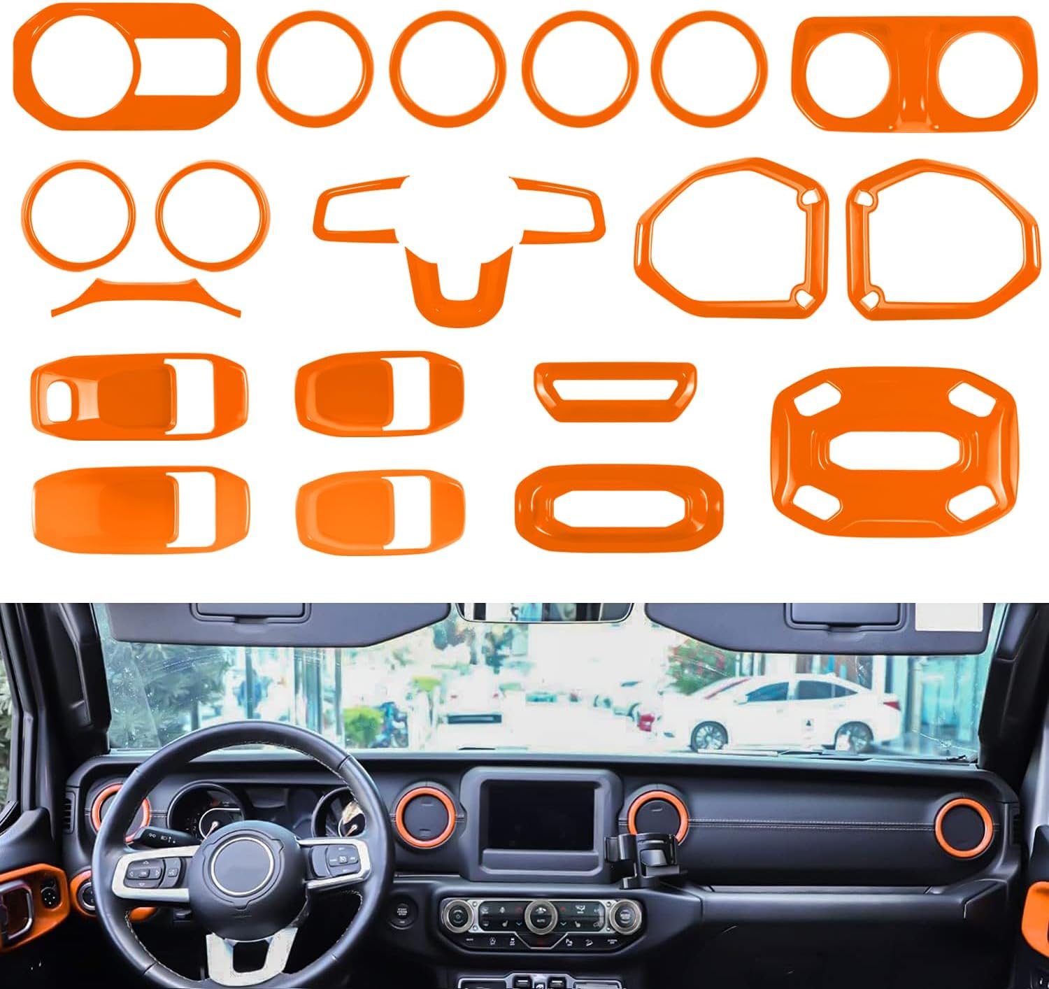 Bonbo 21PCS Car Interior Accessories-Air Conditioning Vent & Steering Wheel & Reading Light & Roof Speaker etc Fits for 2018-2023 Jeep Wrangler JL JLU & Gladiator JT (Pink)