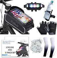 Vista 1 de Juego de 6 accesorios de bicicleta para hombres y mujeres, bolsa de ciclismo, jaula de soporte para botella de agua, guantes y luz trasera
