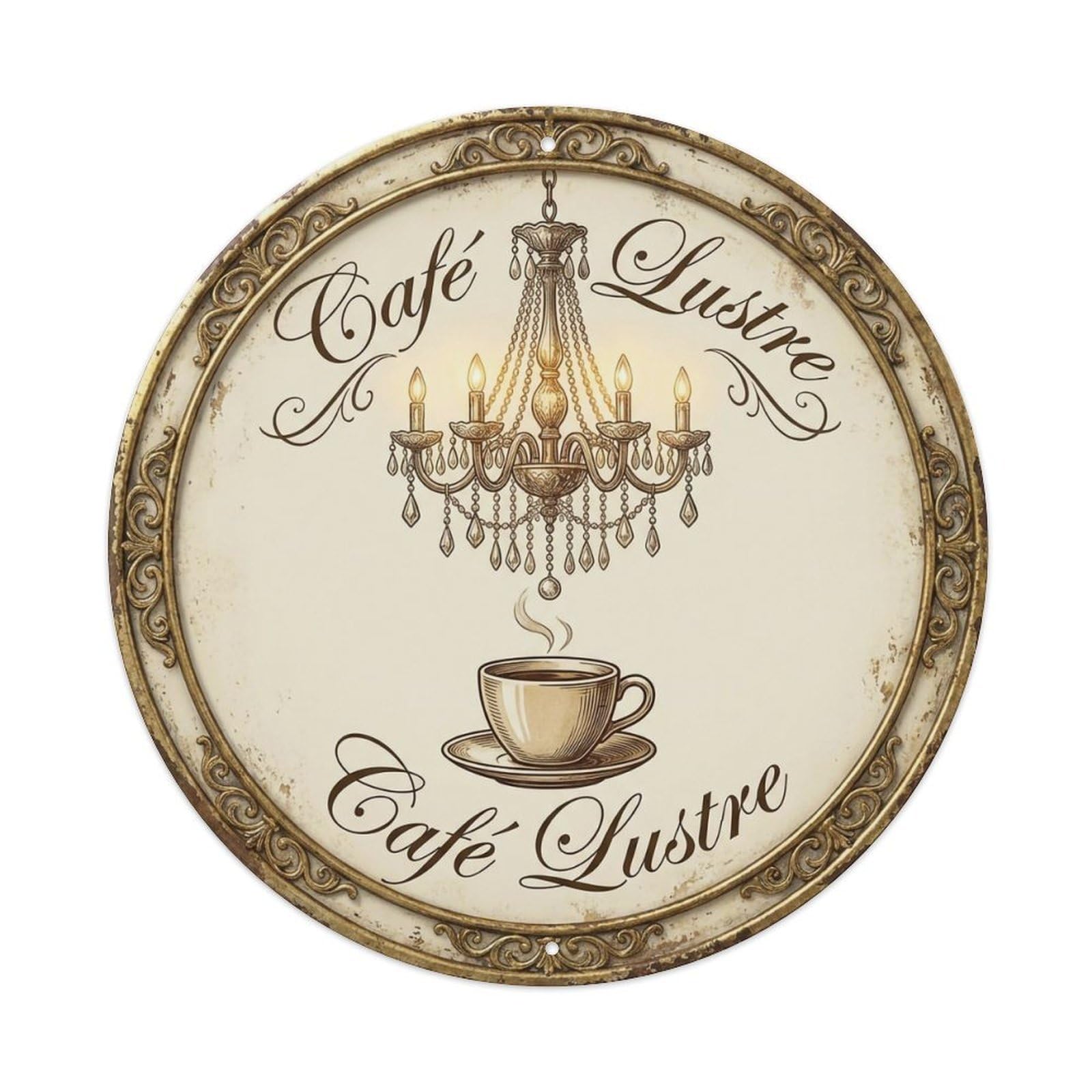 Chandelier Crystal Tavern Cafe Metal Tin Sign Plaque Wall Decor for Cafe, Club, Garden Round Metal Poster 8x8Inch