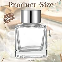 Vista 2 de Sabary Juego de 30 botellas difusoras de vidrio cuadradas con tapas plateadas, juego de botellas difusoras recargables de 1.7 onzas, tarro