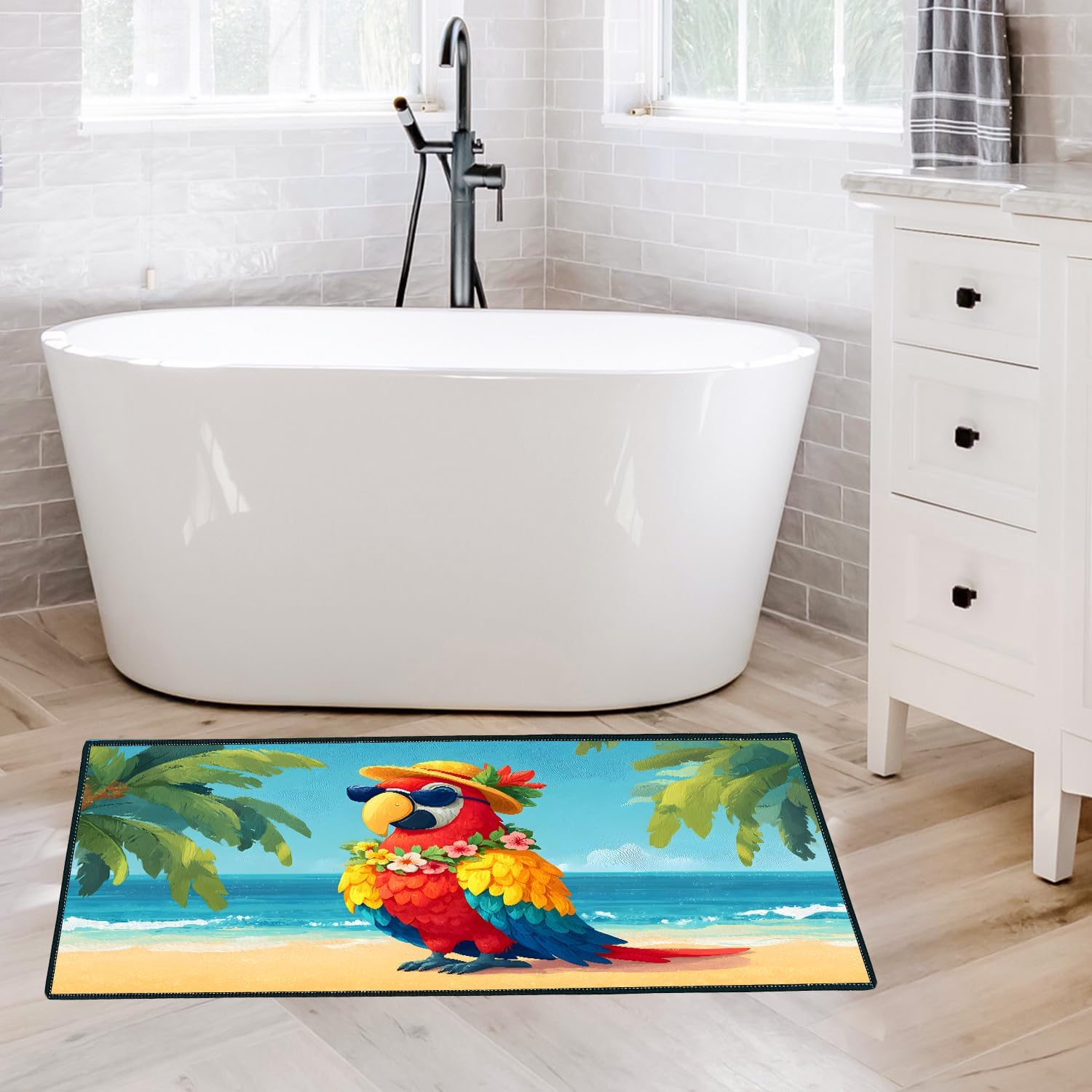 Floral Animal Plush Carpet - Non-Slip Soft Floor Rug Living Room Bedroom Washable Home Decor (Parrot, 24x35 inches)