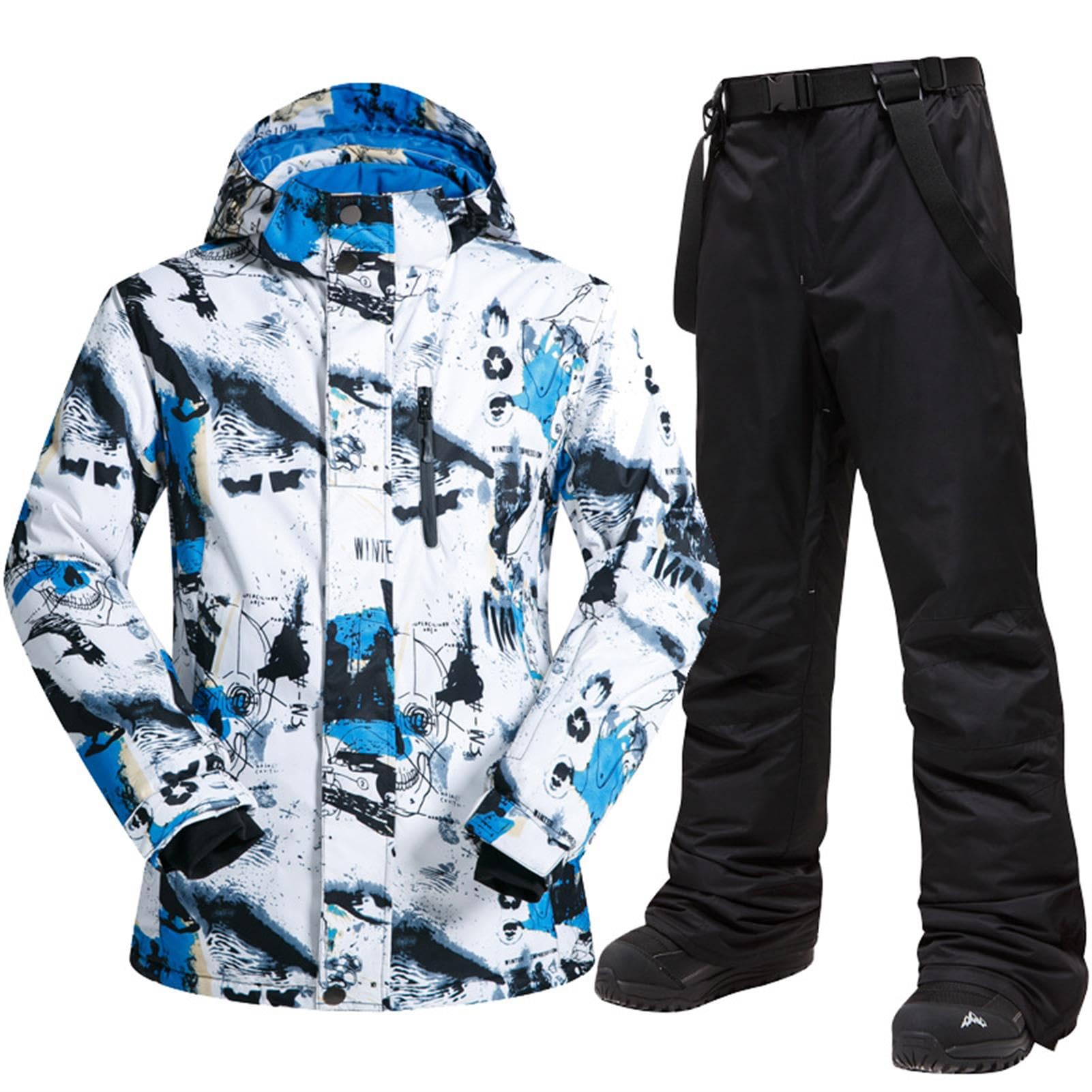 Combinaison de ski homme veste pantalon manteau à capuche imperméable - 8