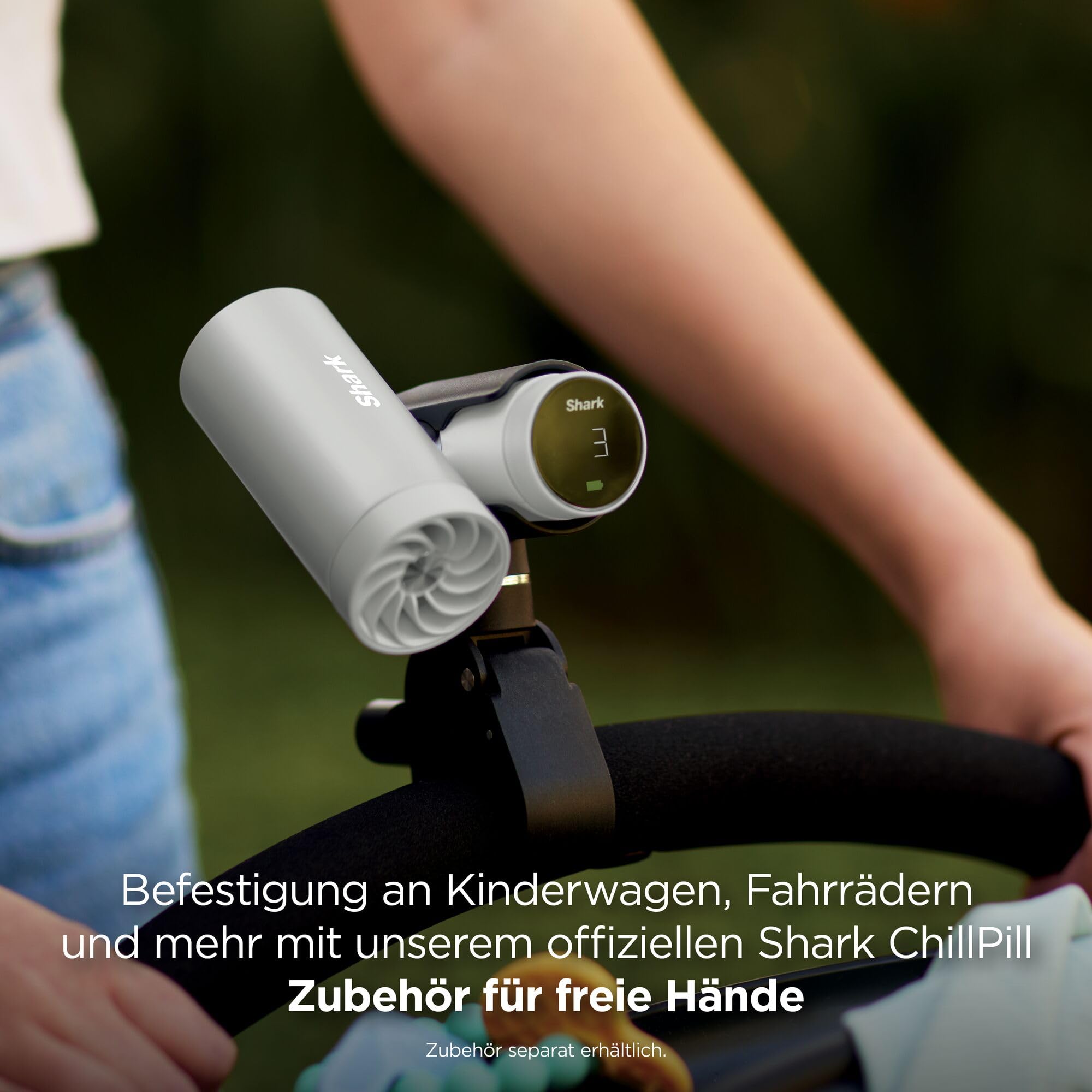 Shark ChillPill 3-in-1-Hochgeschwindigkeits-Handventilator-, Sprühnebel- und InstaChill-System Paket mit Reise-Etui, mit 3 Kühlaufsätzen, reisefreundliches Design, Cloud FA021EU