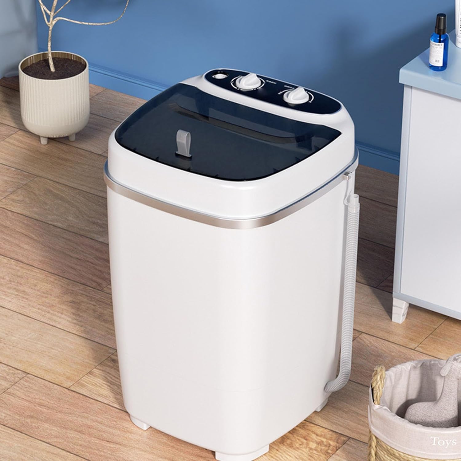 HOMEAPPY Button Operated Mini Top Loading Washing Machine || Steel Drum Portable Washing Machine with Anti Bacterial Function of Blue UV Light Rotary Controller for Compact Laundry || Baby Clothes.-image-22