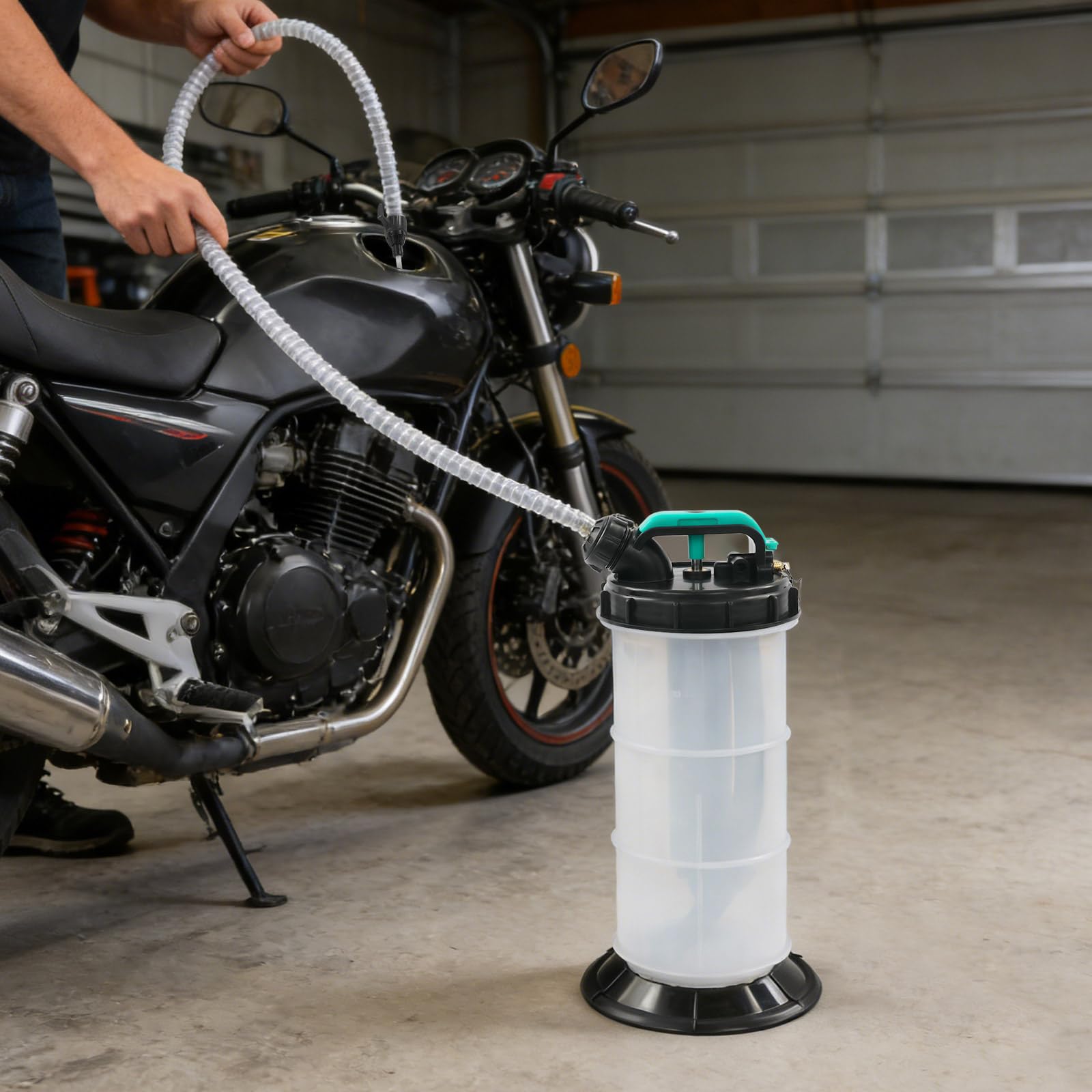 5,3L Manual Neumática, Extractor de Líquidos, Cambiador de Aceite, Bomba de Cambio de Aceite Bomba de Extracción de Líquidos con 4 Mangueras, 22,5 x 52 cm, para Aceite de Motor de Transmisión de