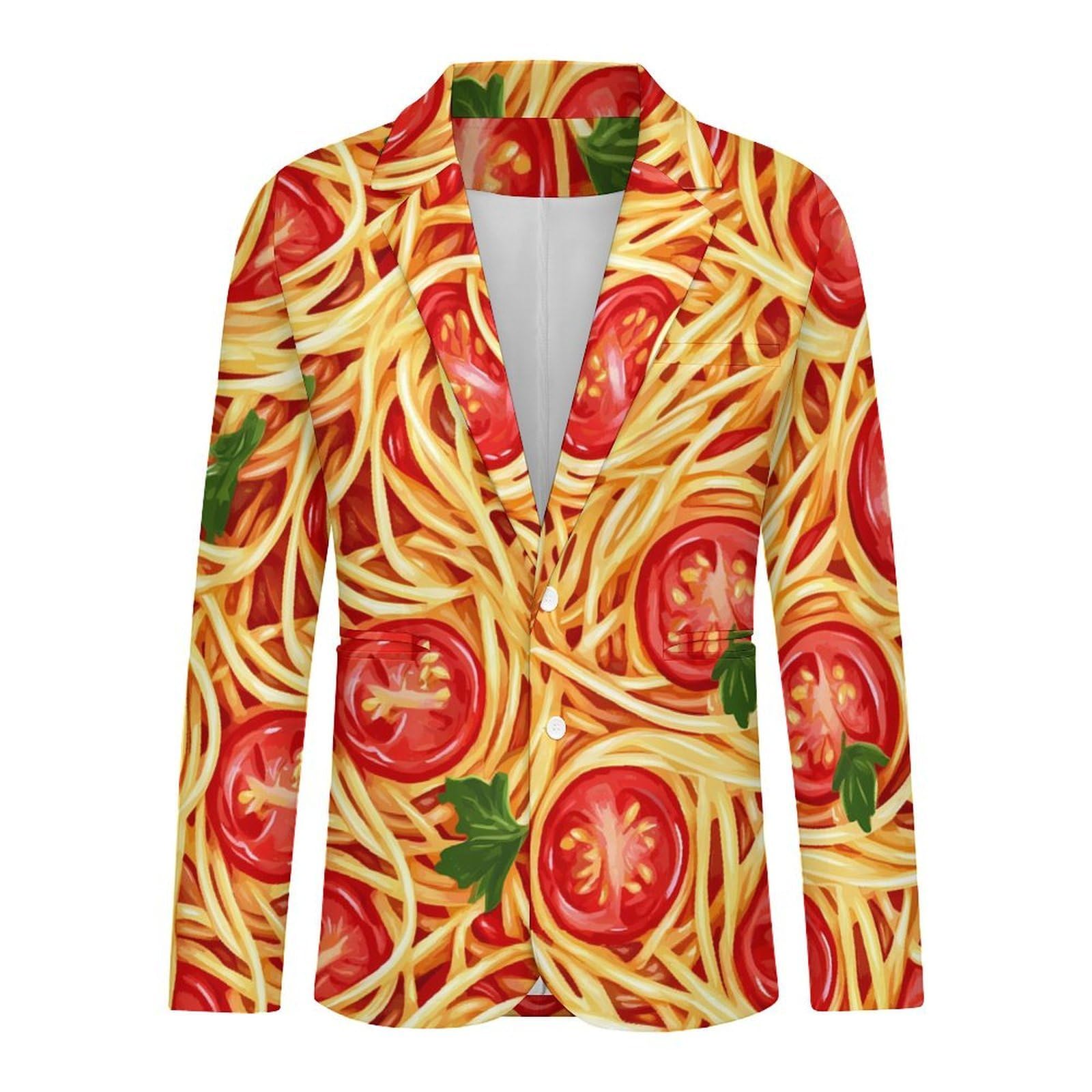Spaghetti Pasta Noodles Salsa T-omato Giacche Uomo Casual Sport Cappotto Blazer Due Bottoni Giacca