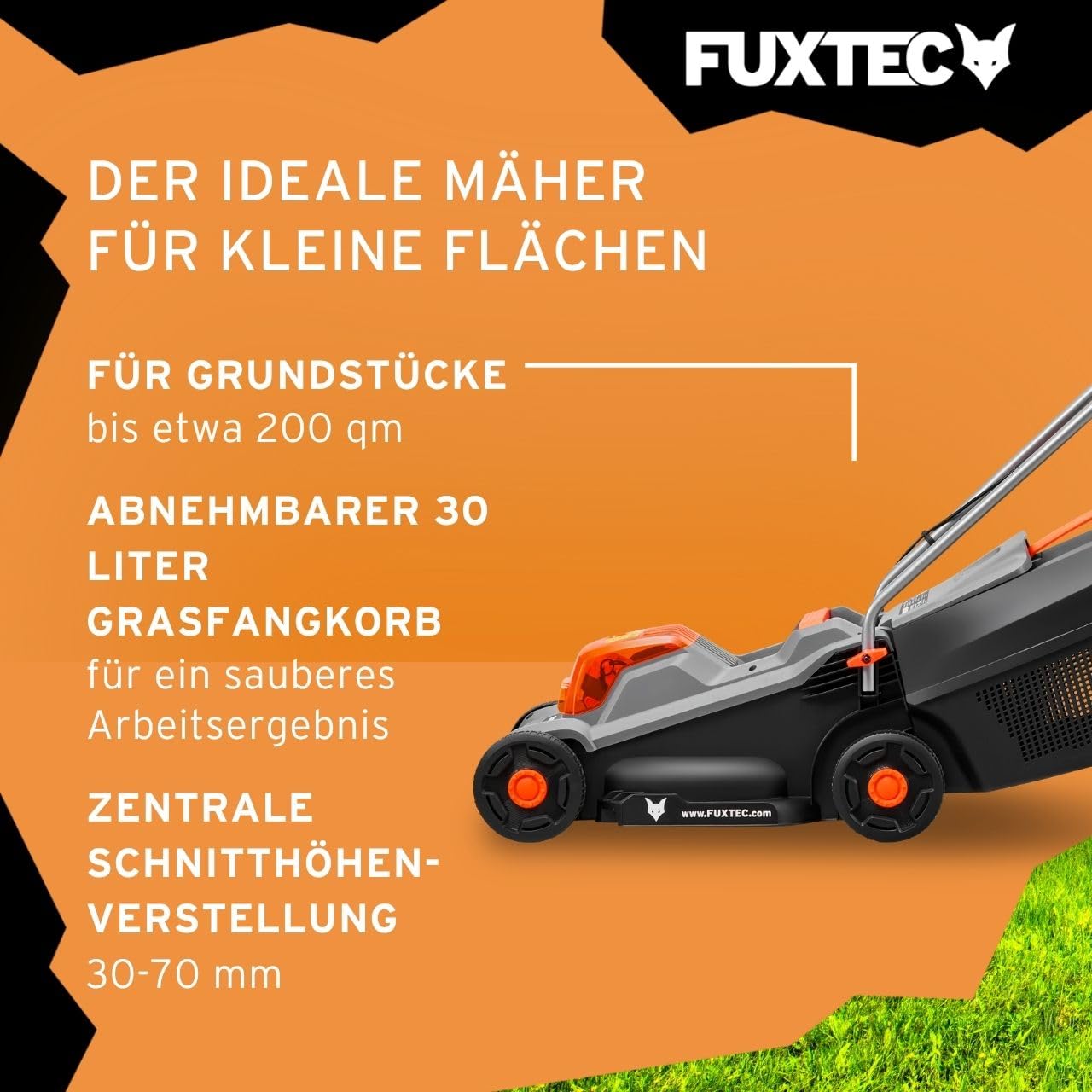 FUXTEC 20V Akku Garten Geräte Set FX-E1RM20ECO-SET & FX-E1RT20-SET • Akku Rasenmäher 30cm & Rasentrimmer 25cm • 2X 2Ah Akku mit Ladegerät • Wechselakku System • Kabellos • Akkumäher mit 30L Fangkorb