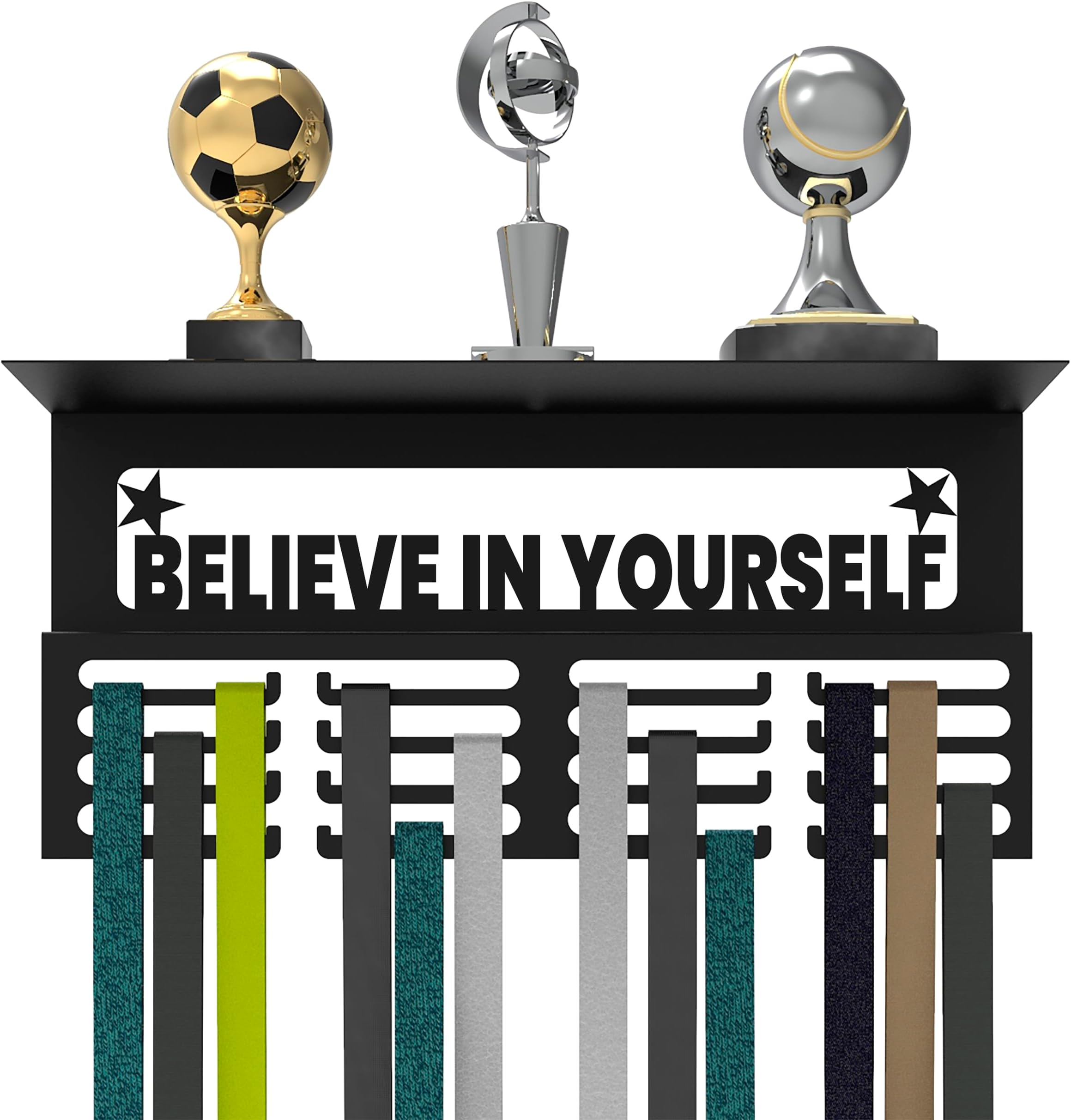 Medal Hanger Display - Medal Holder for Wall, Trophy Shelf, Medal Hanger Display with Shelf, Medal Display Hanger, Medals and Awards Holder on Wall