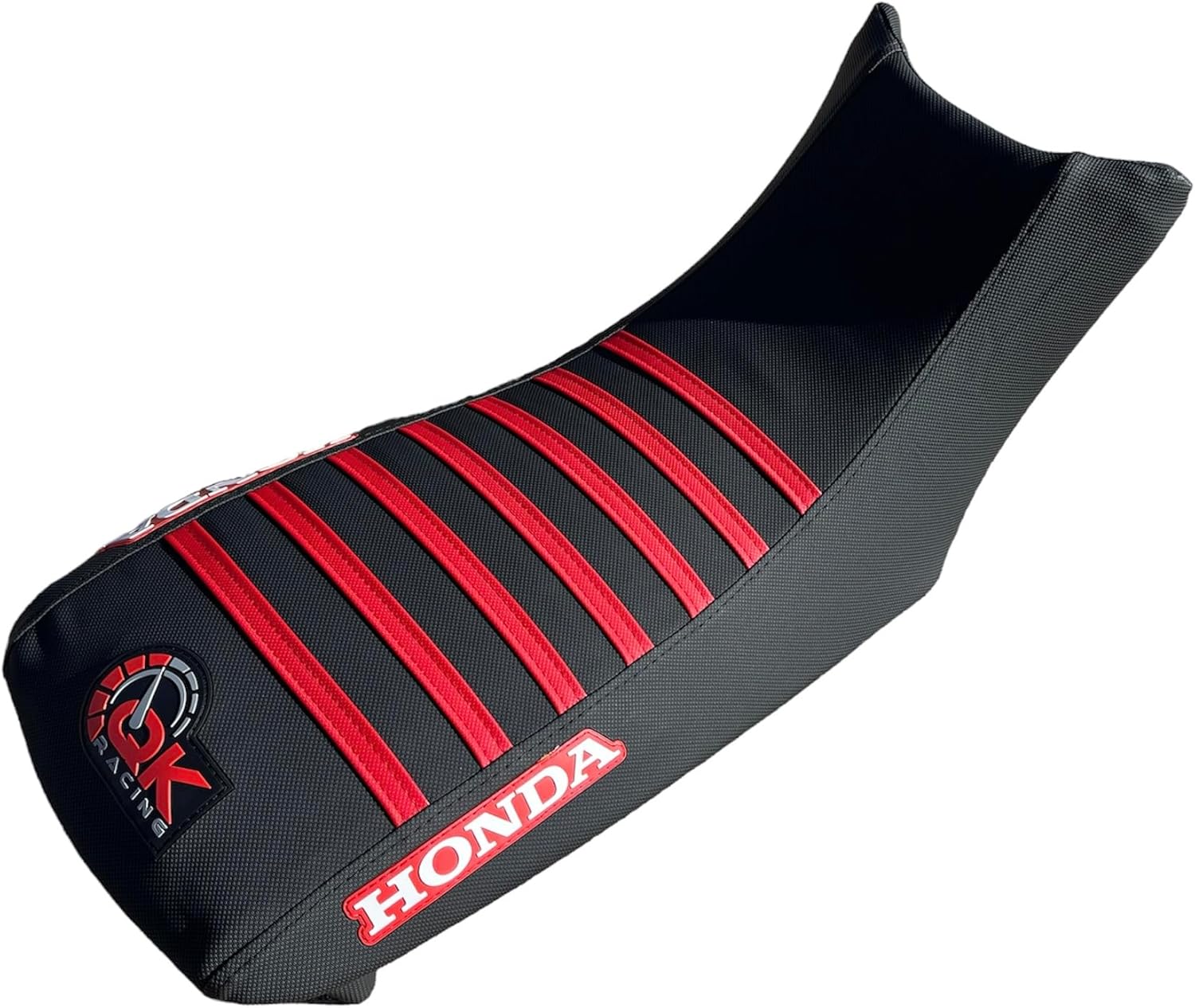 Seat Cover - Compatible Fit for The Hond@ 1993-2006 TRX 300 EX Sportrax 300 TRX300EX 2x4 (All Black/Red Ribs) - Custom-Fit ATV Seat Protector with Durable Material and Multi-Grip Design