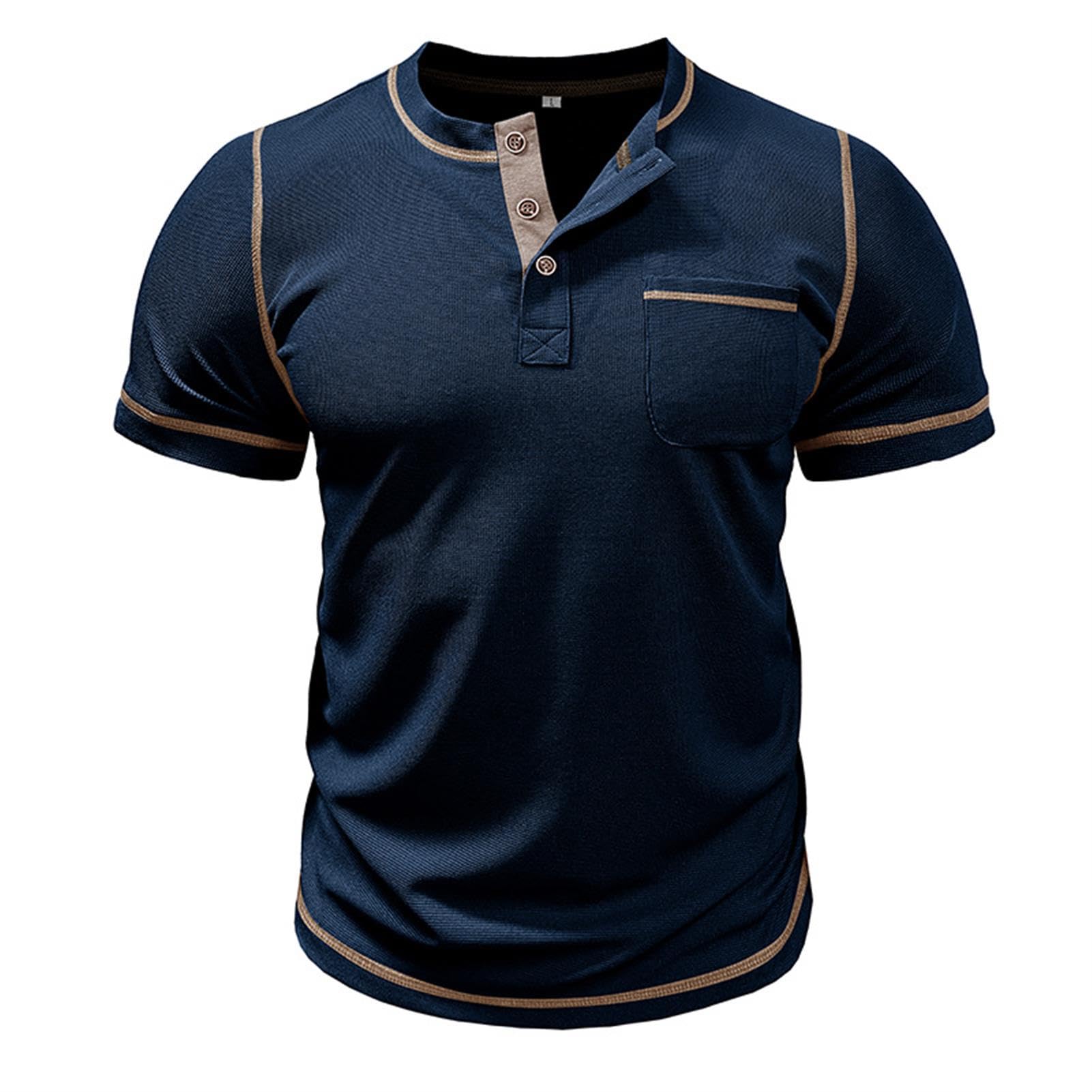 hixswnu Männer Waffel Henley Kurzarm Shirts Casual Basic Button T-Shirt Klassische Sommer Tops