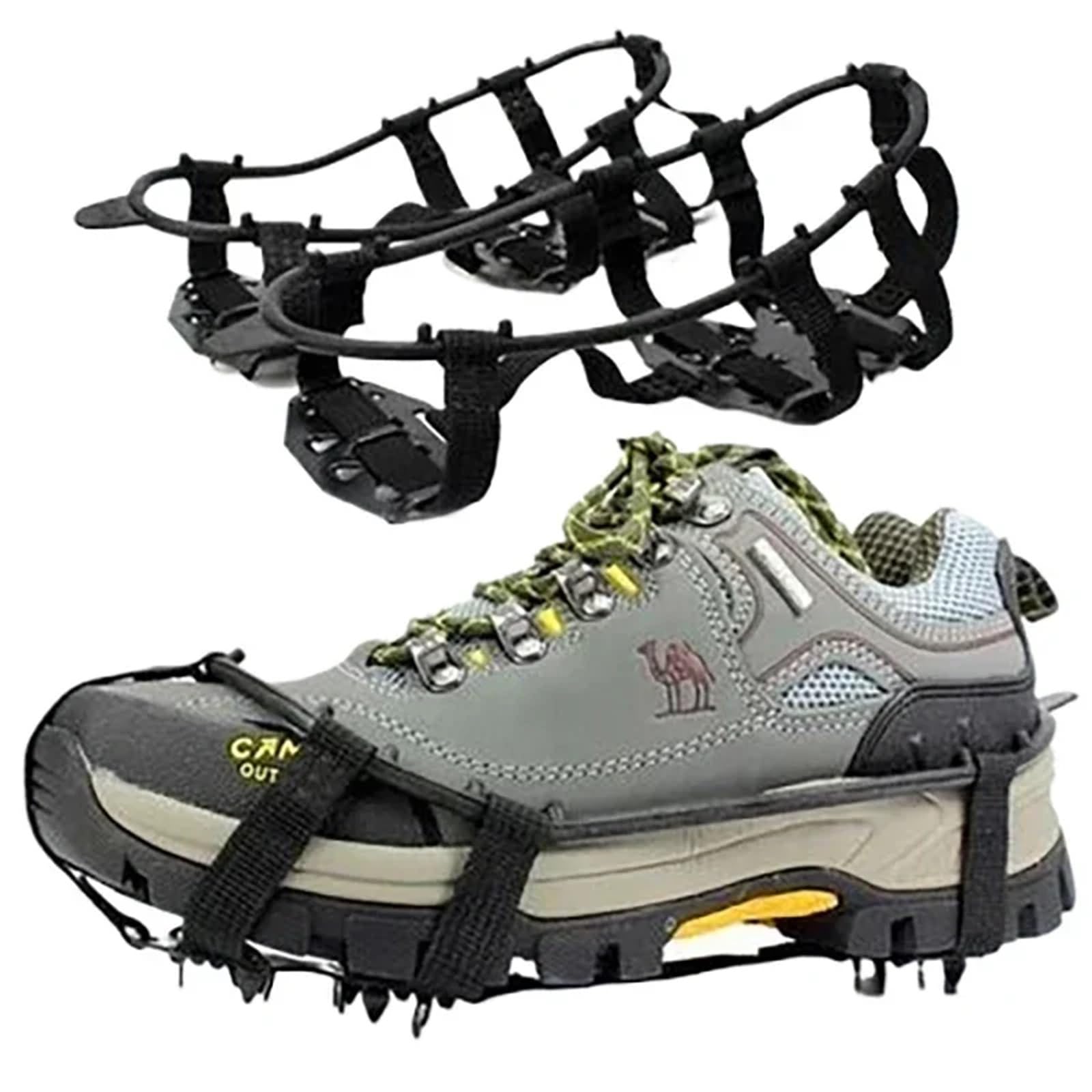 Anti-Rutsch-Spikes 5 Paar ML Steigeisen-Schuhüberzüge, 24 Zähne, rutschfeste Eisgriffe, Spikes for Wander- Und Kletterschuhe, Kette
