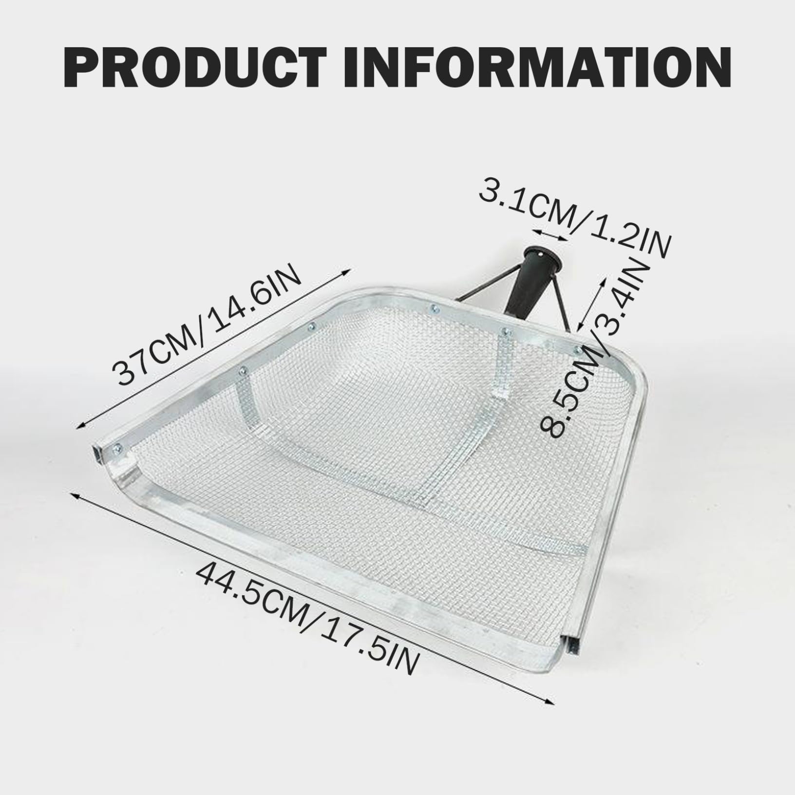 Pala per setaccio per sabbia, pala per setaccio, per terreno in acciaio inossidabile per giardinaggio Sabbia da 17, 5x14, 6 pollici con rete da 4 mm per un filtraggio efficiente di terreno e c