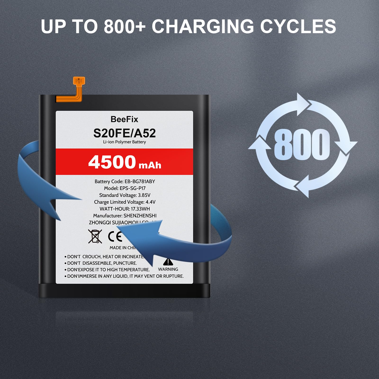 Batteria di ricambio per Samsung Galaxy S20 FE (G780F), A52 (A525F), A52s (A528B), 4500 mAh ad alta capacità per Galaxy (A526B), S20 FE 5G (G781B)(EB-BG781ABY) con strumenti di riparazione