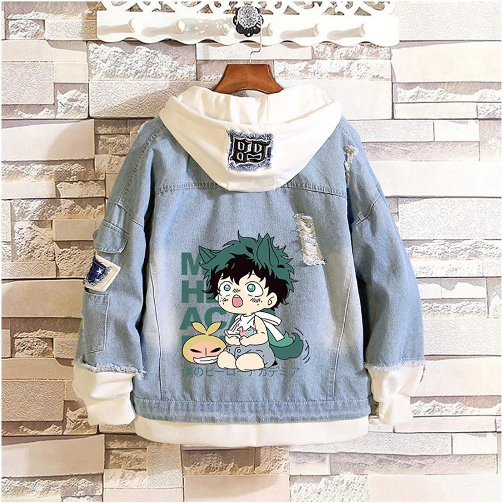 Pop Hoody Crop Top My Hero Academia Hooded Sweatshirt Blouse, Cute Pullover denim jacket Letter Print Hoodie, Womens Teen Girls boys