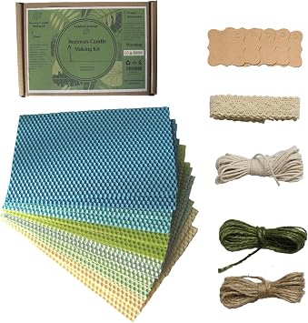 CraftersAvenue Beeswax Candle Making Kit - 12 Beeswax Sheets for Candle Making - Size 5 x 8 in - Shades of Green - Make Your Own Rolled Candle