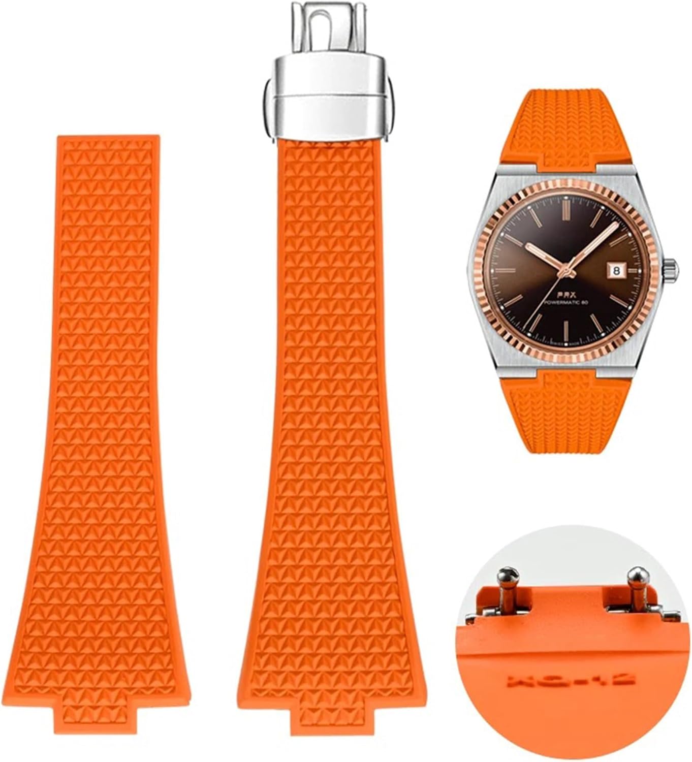 Quick Release Watch Band for Tissot PRX Strap Replacement,FKM Rubber Strap and Butterfly Clasp Compatible with Tissot PRX 40mm Watch Series