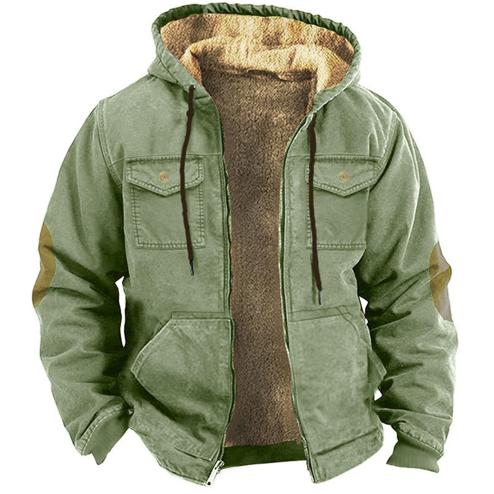 Giubbotto Uomo Invernale con Cappuccio, Felpa con Cappuccio Uomo Inverno Caldo Hoodie con Cerniera Giacca di Spessore Cappotto in Pile Foderato Giacca Mezza Stagione Giubbino Uomo 100 Grammi