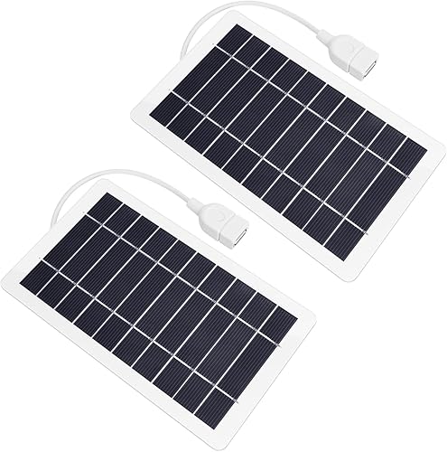 Cargador de panel solar USB, kit de panel solar portátil de 2 piezas para cámara, carga de teléfono celular, camping, senderismo, viajes al aire