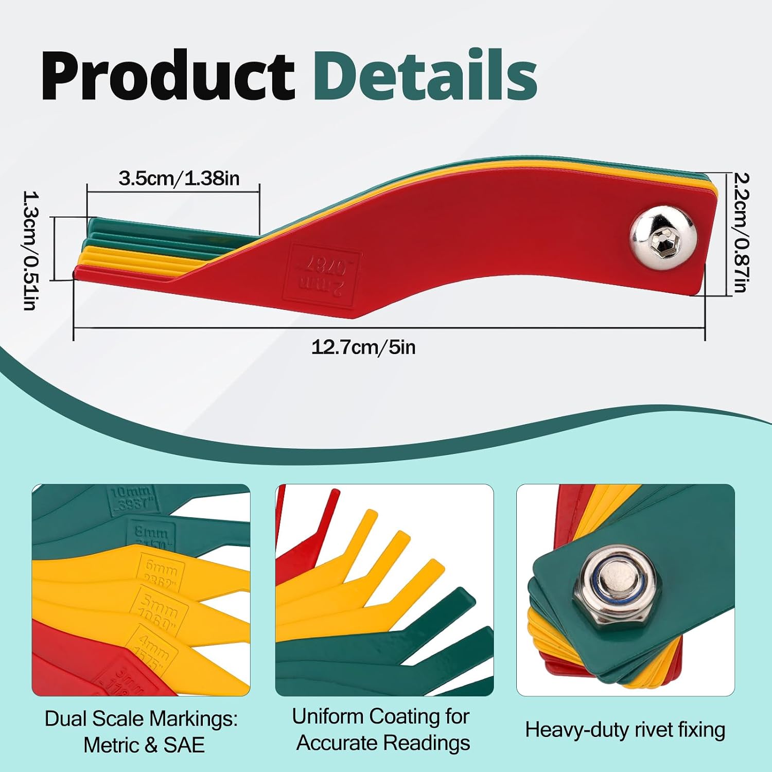 Brake Lining Thickness Gauge,Brake Pad Measuring Tool with Metric &SAE Size