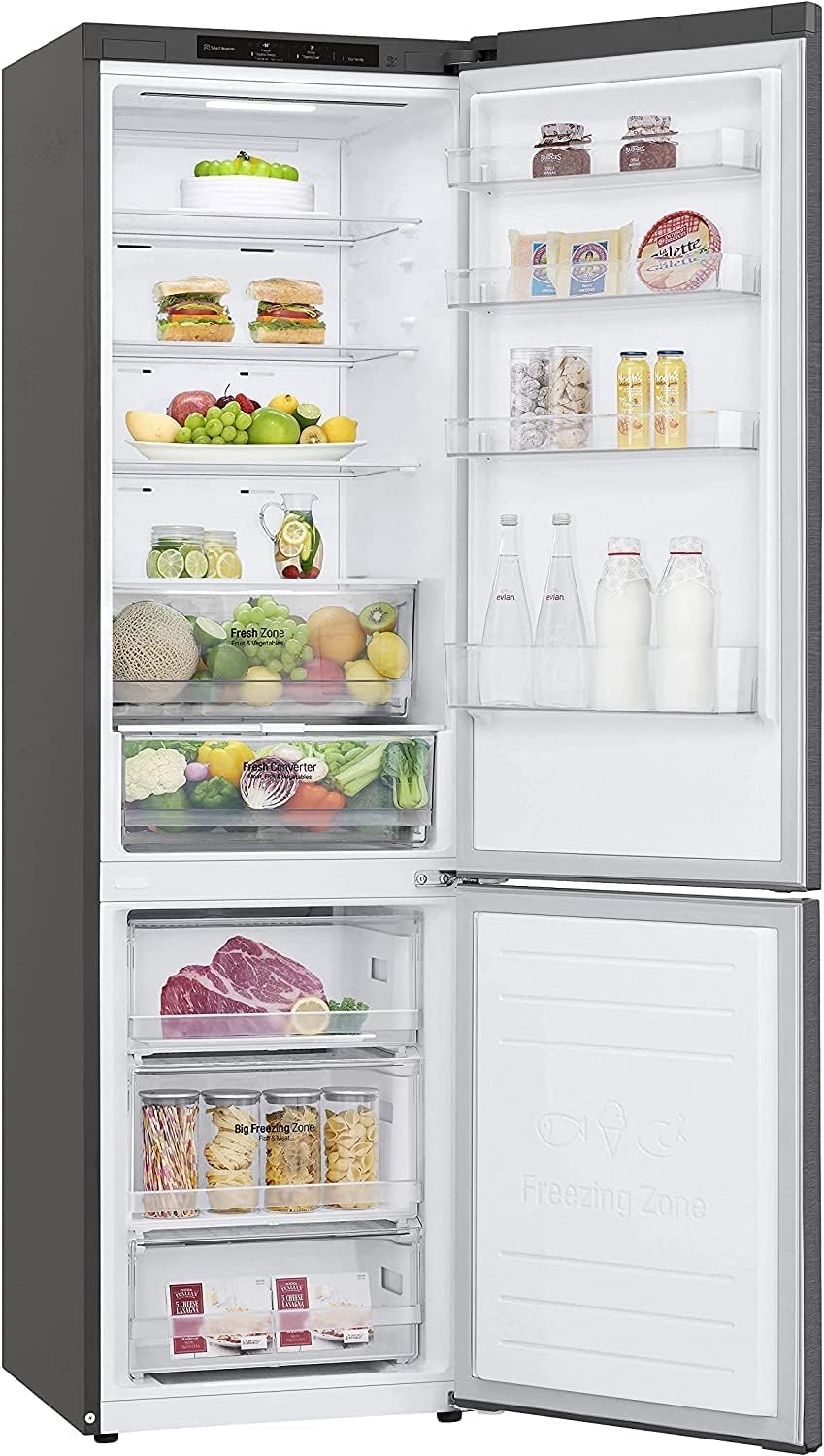 LG GBP62DSNGN Frigorifero Combinato Total No Frost con Congelatore, 384 L, 35 dB(A) re 1 pW, Compressore Smart Inverter, Fresh Converter, Smart Diagnosis - Frigo con Freezer e Display LED Interno [Classe di efficienza energetica D]