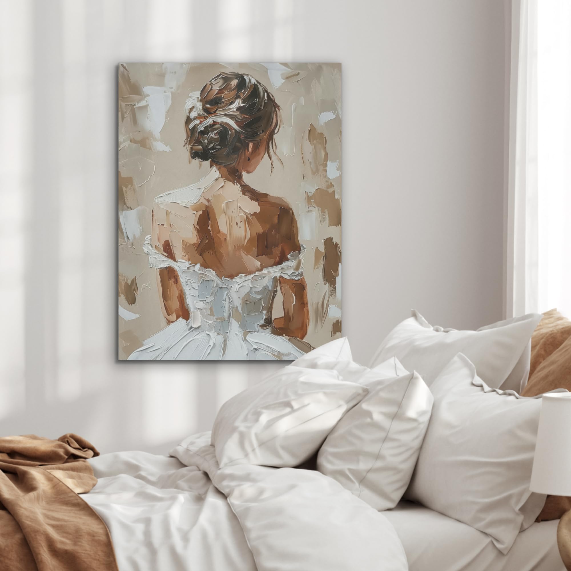 MuchoWow© Creazione Parete 60x80 cm Feltro Moderno Soggiorno Stanza Letto Quadro Cornice Salotto Donna - Vernice - Astratto - Beige - Moderno
