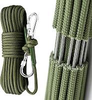 Pemoupnd 32ft Steel Wire Static Climbing Rope - EN892 Certified, 6613lb Strength for Rock/Ice Climbing, Rescue & Escape