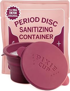 Pixie Menstrual Cup Compact Sterilizer - Good for Public Restrooms, Camping or Dorms - Collapsible Cleaner Container for Your Menstrual Disc & Period Cup - Microwavable - Reusable - Case Holder