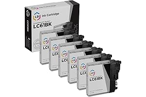 Generic LC61BK Compatible Ink Cartridges - Black (6-Pack) - Replaces Brother LC61 Cartridges