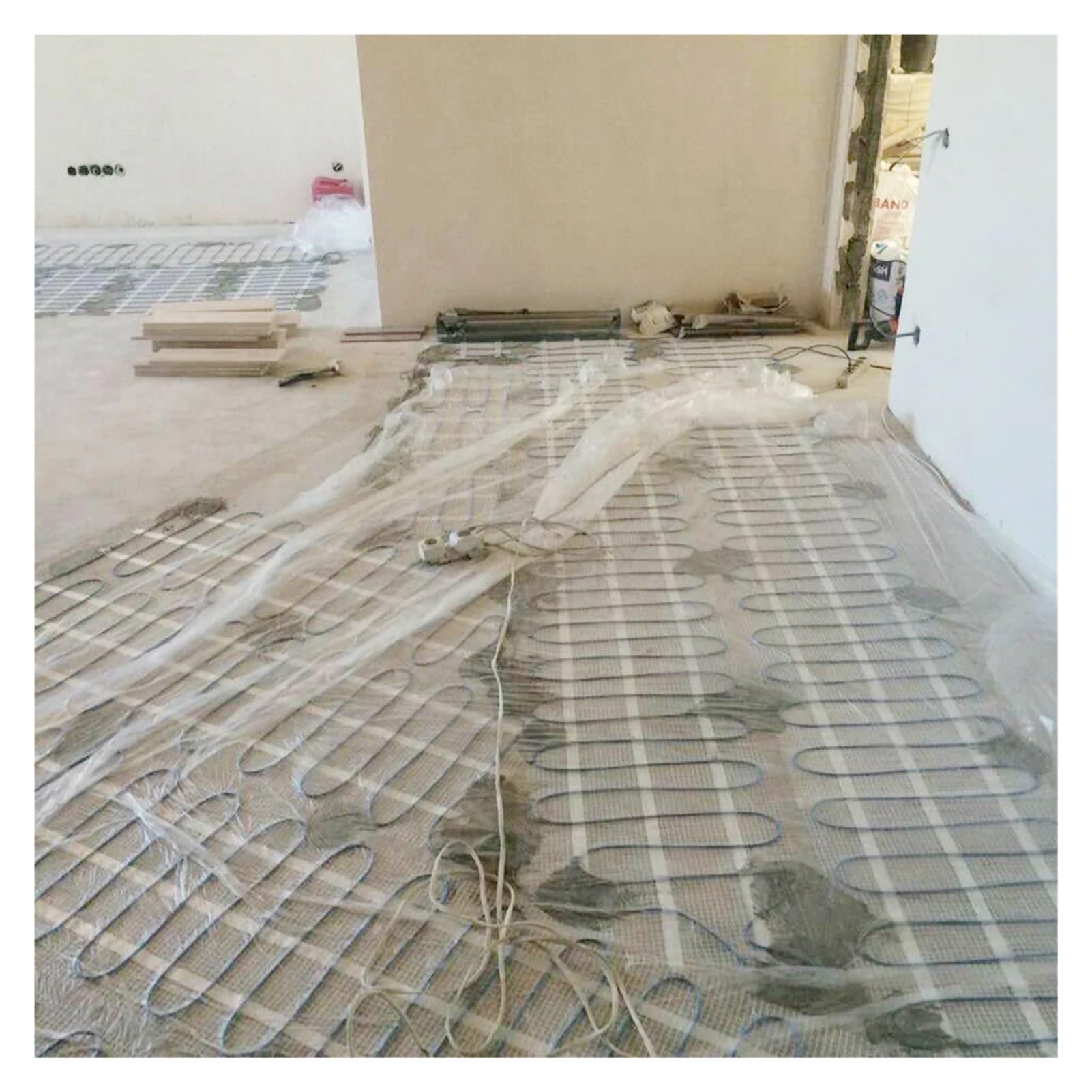 Kit sistema di riscaldamento elettrico radiante a pavimento a doppio nucleo in fibra di vetro for piastrelle, ceramica, porcellana e pietra(2.5m2 white or red)