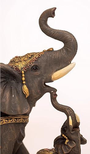 Miniatura 4 de Figuras de estatua de elefantes de mamá y bebé, decoración del hogar, tronco hacia arriba, figura de la suerte para decoración de escritorio