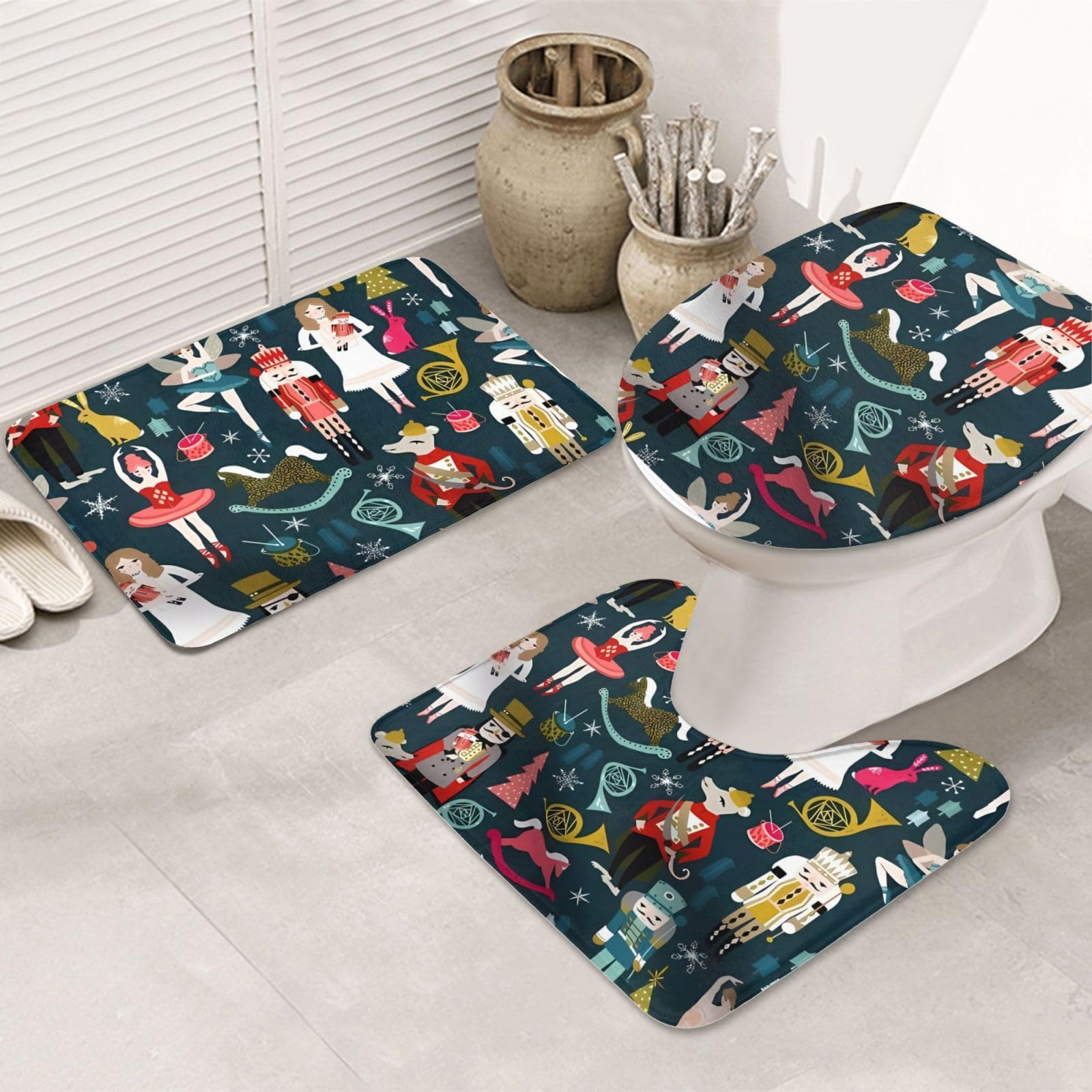 Tapis de bain Casse-noisette pour femme tapis de sol doux et contour WC