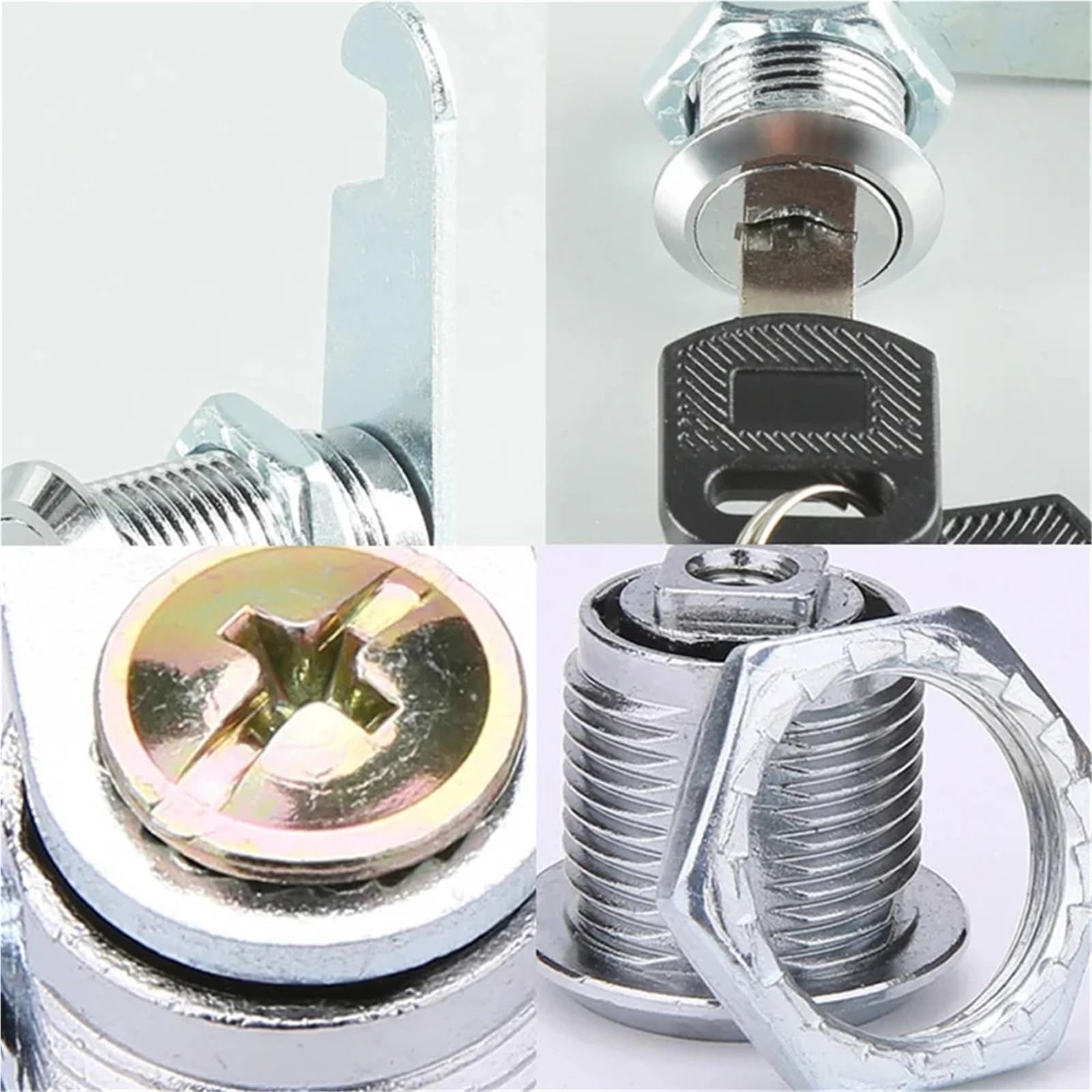 Cerradura de leva con llaves, cilindro de metal, 16 mm, 20 mm, 25 mm, 30 mm, 1 unidad (C-20 mm fijo)
