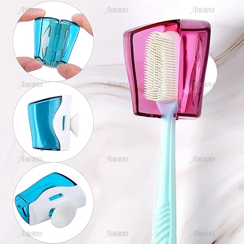 Miniatura 2 de AUEAR, Fundas para la cabeza del cepillo de dientes con ventosa antipolvo, gran funda protectora para el hogar, viajes, al aire libre y campamento