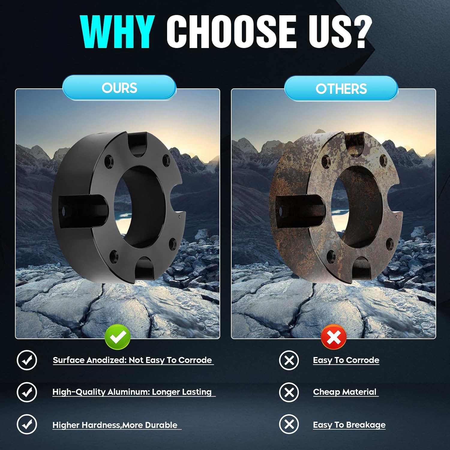 3" Front and 2" Rear Leveling lift kit fit for Toyota Tundra 2007-2021 2WD 2X2 4WD 4X4, 6061 T6 Front Strut Spacers Lift Blocks With Extended U-Bolts