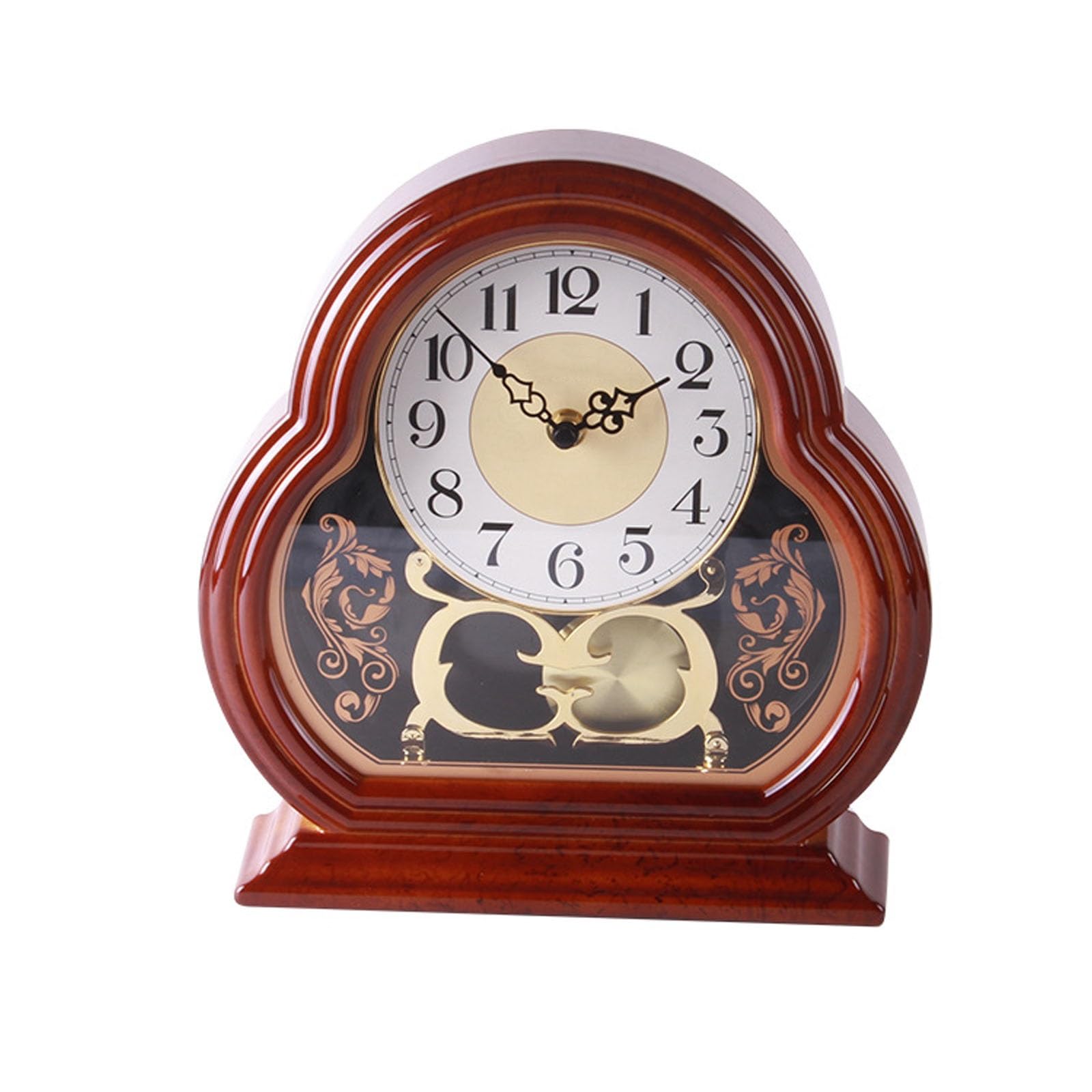 VNVFJKLO vintagewall clock, Mantel Clock With Silent Movement,Antique Style, Battery Powered Standing Mantle Shelf(Brown)