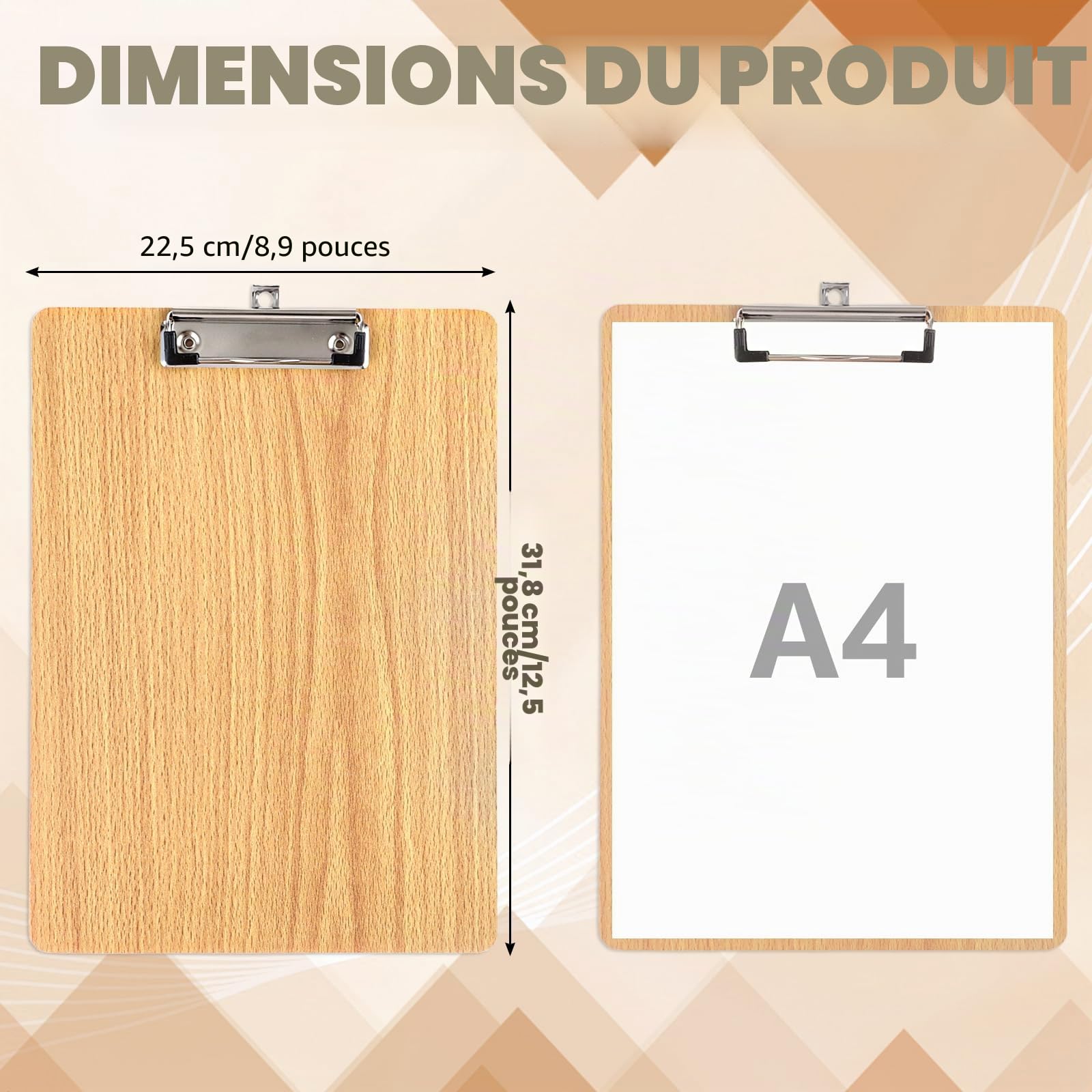 APACALI Lot de 10 porte-blocs A4 bois - Boîte de suspension - Bureau, travail, salle de classe, affaires, restaurant, marron clair