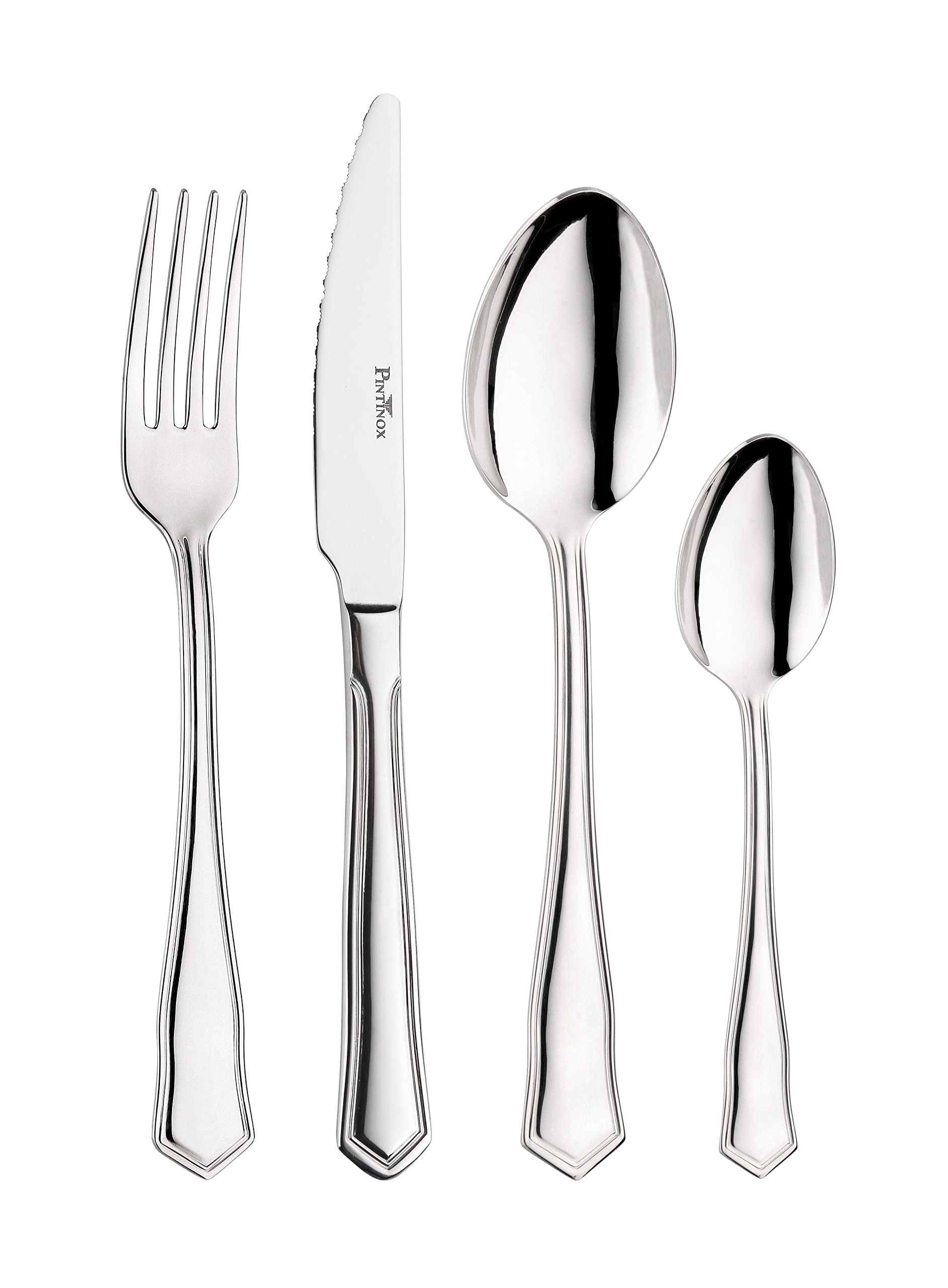Pintinox, Set 48 Posate con Coltello Bistecca Serie Royal in Acciaio Inox 18/10, Made in Italy (12 Persone)