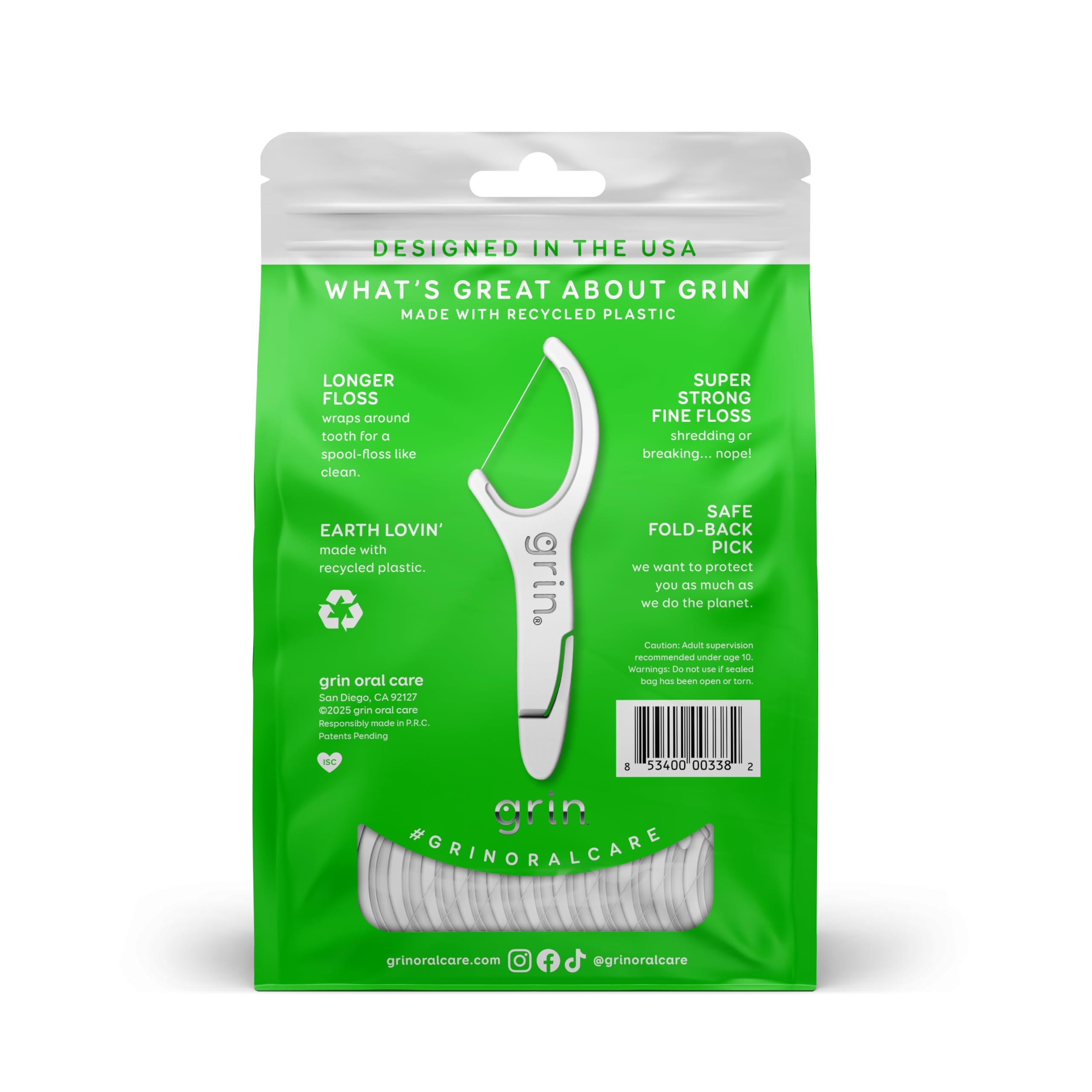 Amazon.com : GRIN Clean Flosspyx, Floss Picks, 150 Count, Dental