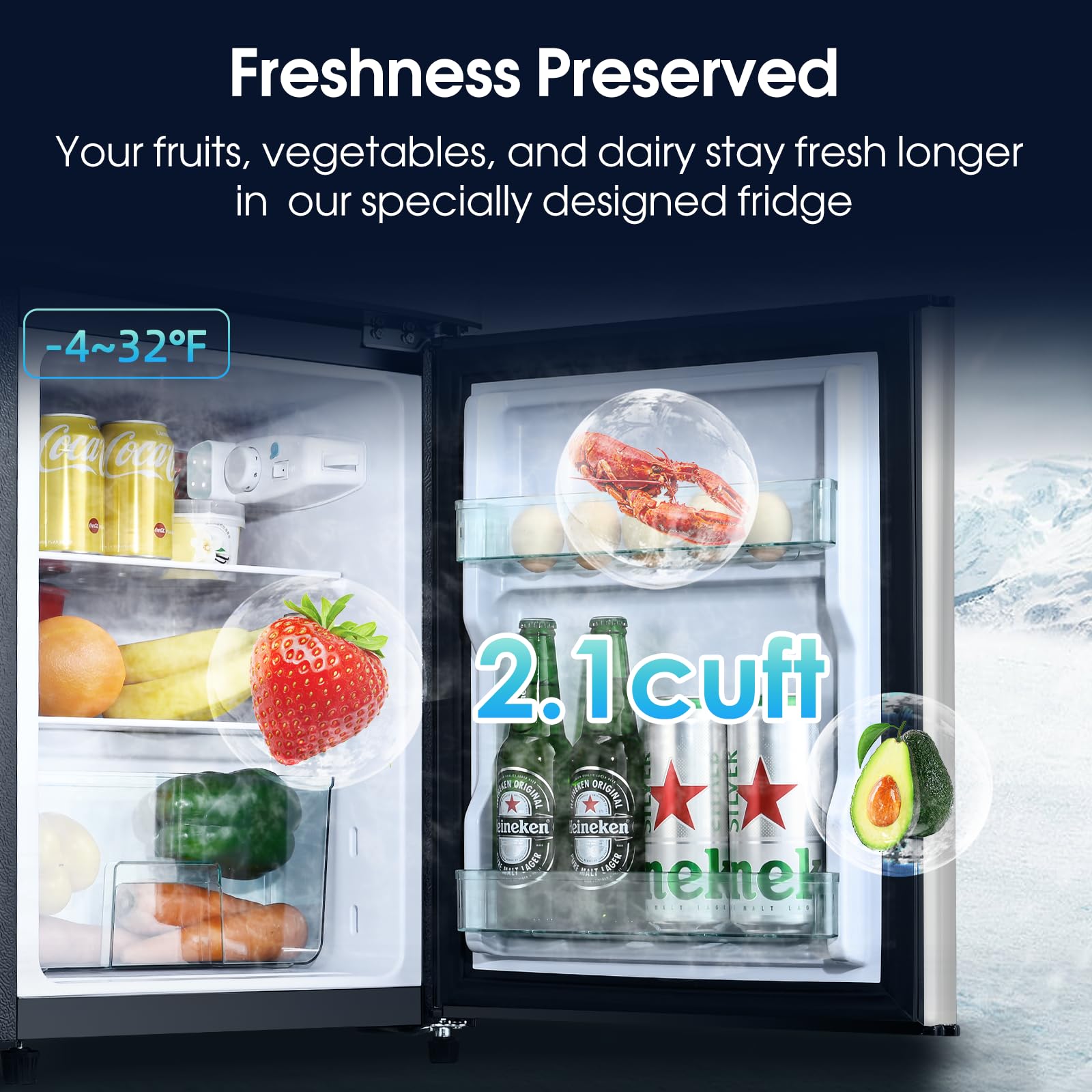 Anypro Fridge with Bottom Freezer and Drawer, 4.5 Cu.Ft Double Door Refrigerator with 7 Adjustable Temperature Settings for Bedroom, Dorm, Office, Apartment, Large Capacity, Silver on Fridge.com