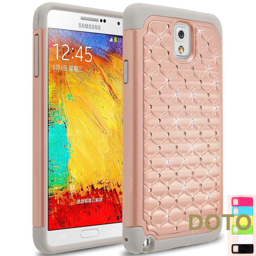 Galaxy Note 3 Case,Note 3 CaseHOT[Bling Series]Hybrid Armor [Dual Layer] Anti-Scratch Studded Rhinestone Crystal Bling Case Cover for Samsung Galaxy Note 3 Note III (N9000) (Rose Gold/Gray)