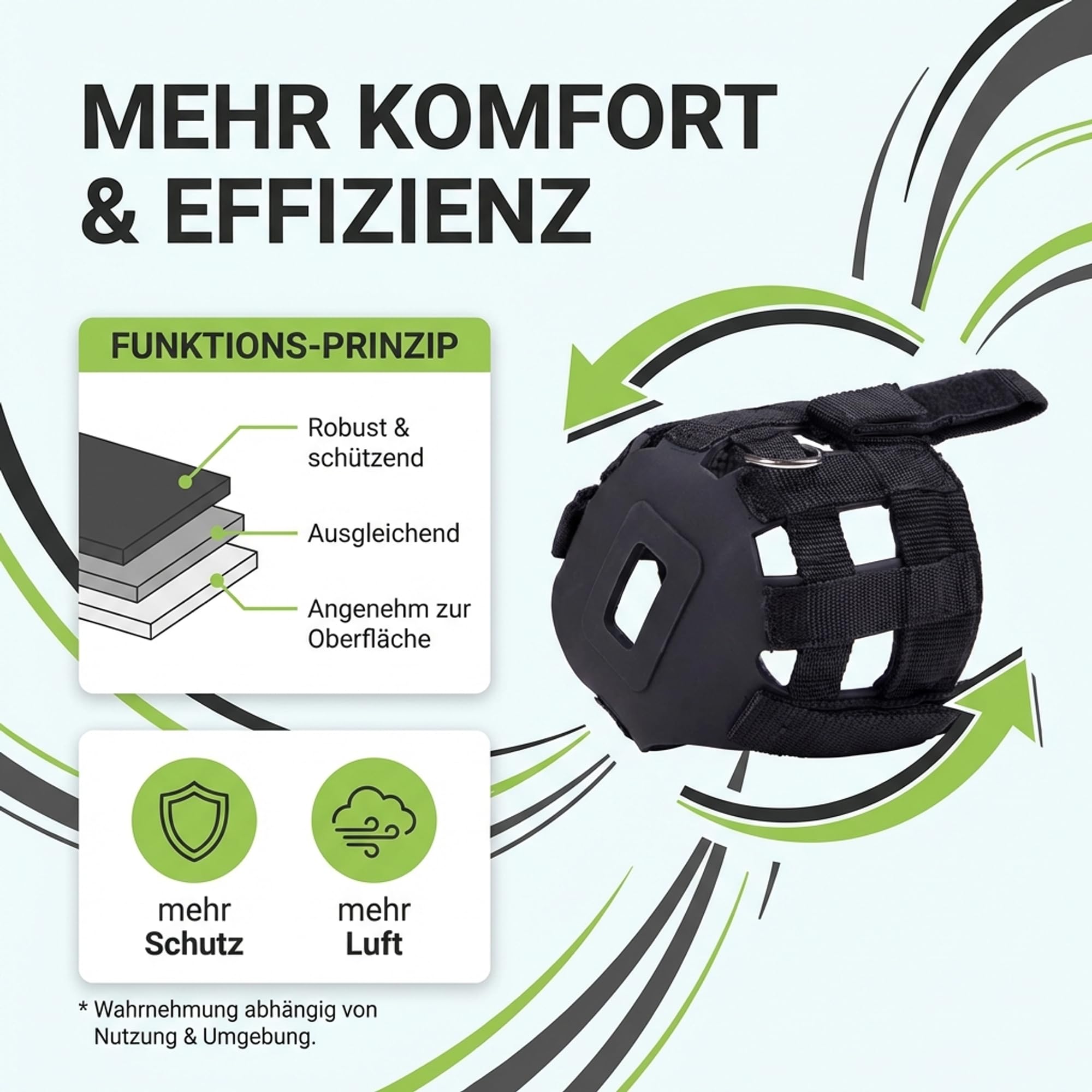 ARBO-INOX Fressbremse Weidemaske – kontrollierte Grasaufnahme – Gummi und Polypropylen, Schwarz
