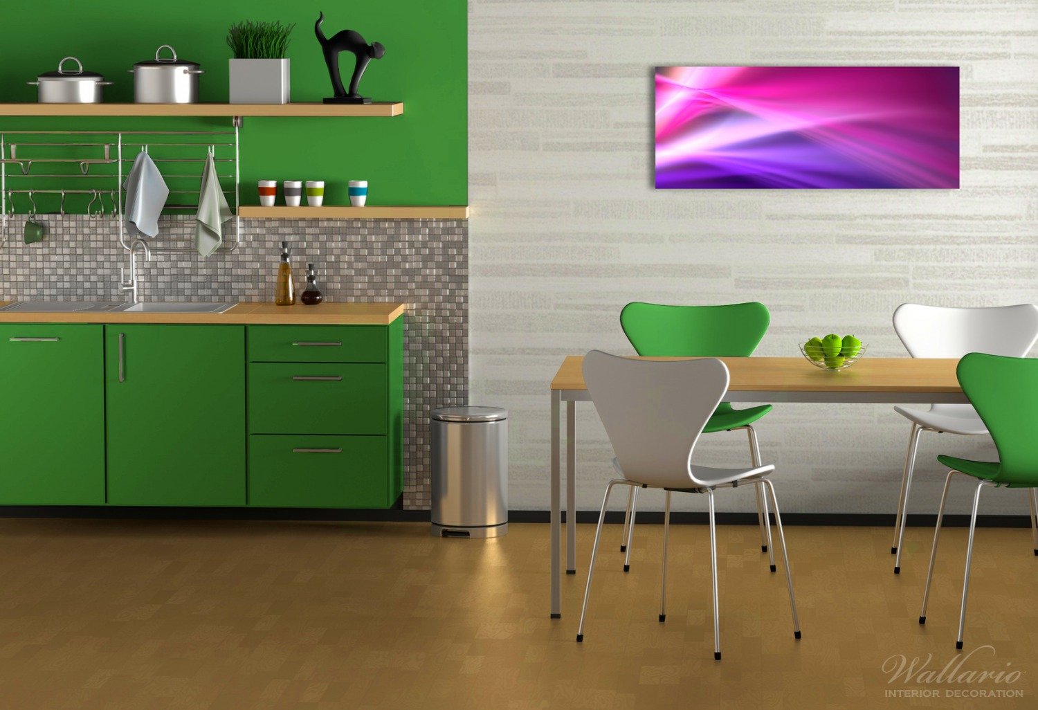 Wallario Glasbild 'Abstrakte Formen' Pink/lila – 50 X 125 Cm, Freischwebende Optik, 4 Mm ESG-Glas, Made In Germany