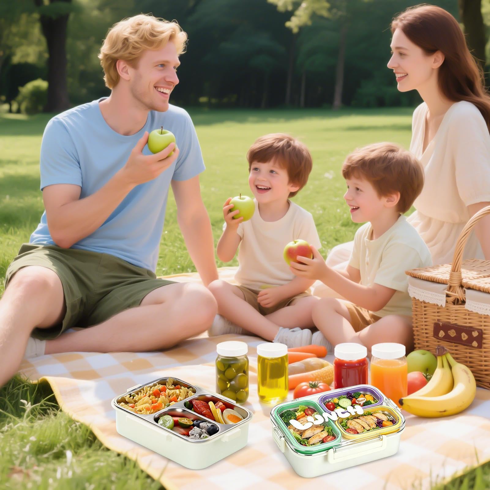 Generisch Lonchera de acero inoxidable, cuenco de almacenamiento con tapa, de alimentos de acero inoxidable para niños, para carne, sopa, aperitivos, sándwiches, para la escuela, camping, viajes