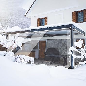 15oz Outdoor Clear Curtain, PVC Vinly Outdoor Clear Panel Curtain, Weather Resistant Outdoor Curtain for Pergola, Porch, Gazebos, with Rustproof Grommets-8H x 7W84W x 96L,H=L