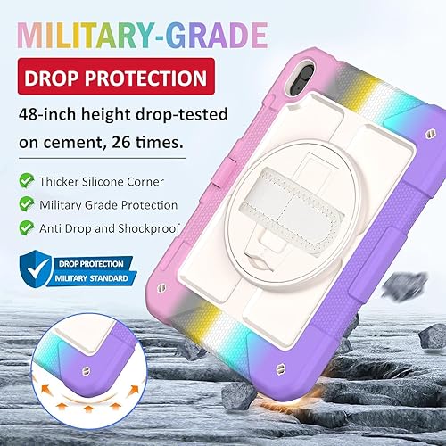 Miniatura 5 de BMOUO Funda para iPad (A16) 11 generación de 11 pulgadas 2025iPad 10 generación de 10.9 pulgadas 2022, soporte giratorio 360 y soporte para lápices