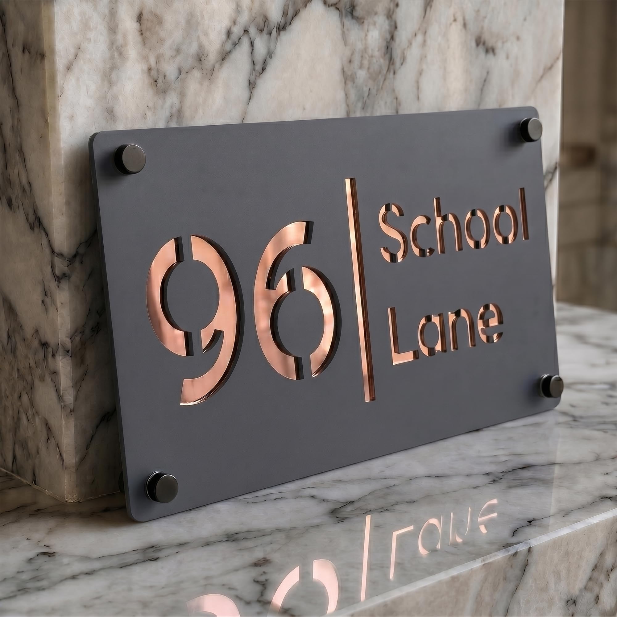 Housics 3D Acrylic House Number Sign, Mirror Door Plaque, Gold, 200x130mm