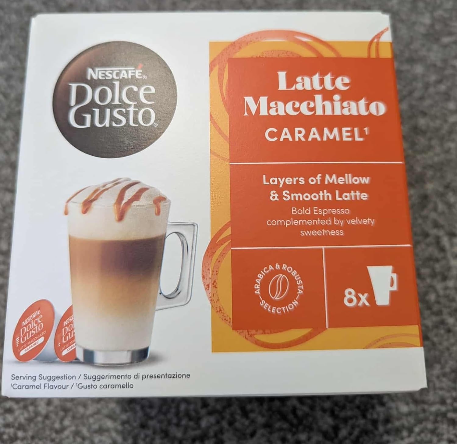 Nescafe Dolce Gusto Coffee Pods, Caramel Macchiato, 16 capsules, Pack of 3