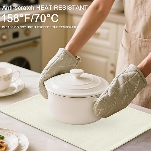 Miniatura 3 de Homaxy Juego de 4 manteles individuales para mesa de comedor, resistentes al calor, lavables, de mezcla de lino de algodón, fáciles de limpiar, para