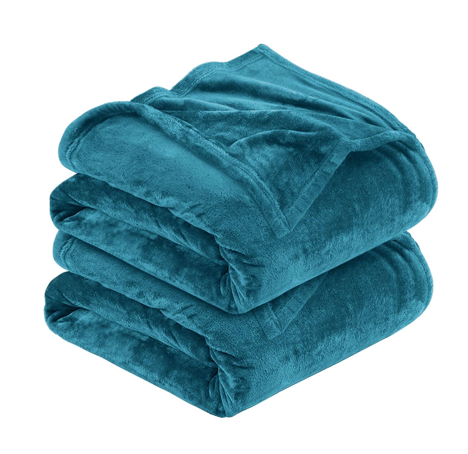 MOONLIGHT20015 Silk Touch Warm 2 Pack Fleece Blankets - 400 GSM Throws for Sofa Fluffy Blanket Bed Throw for Bedroom, Couch, Travel, Kids, Bedroom Accessories Teal, Throw/Single (130 X 150CM)