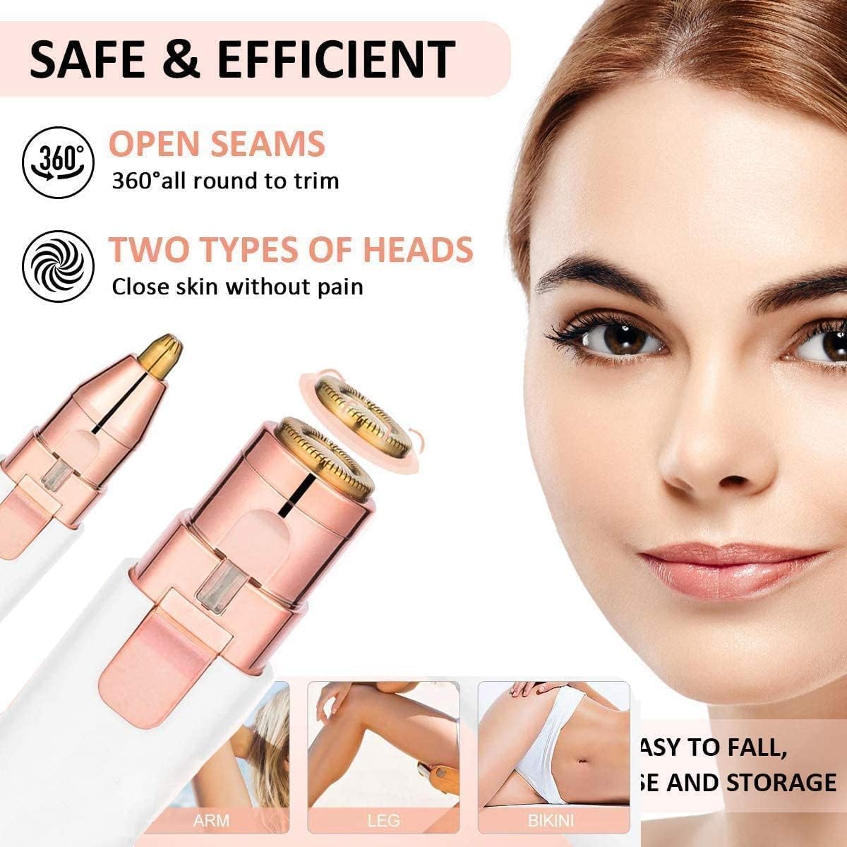 Painless Eyebrow Trimmer for Women, 2 in 1 Rechargeable Facial Hair Remover